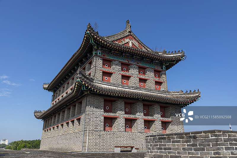 河北省秦皇岛市，山海关古城，海洋楼，城墙，明代长城，第一批全国重点文物保护单位图片素材