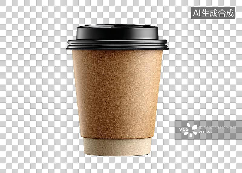 【AI数字艺术】一次性纸质咖啡杯带黑色杯盖图片素材