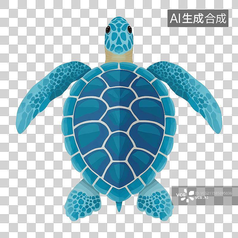 【AI数字艺术】一只蓝色海龟在清澈海水中游动图片素材
