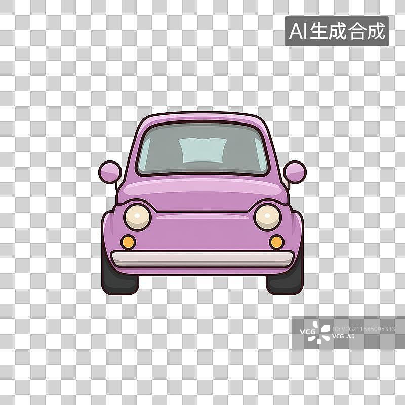【AI数字艺术】可爱紫色小汽车正面视图图片素材