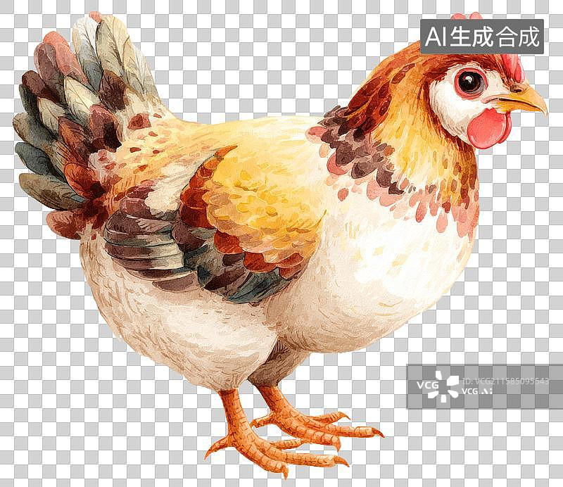 【AI数字艺术】一只羽毛鲜艳的家鸡特写图片素材
