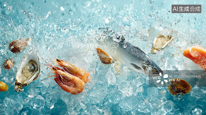 【AI数字艺术】冰爽海鲜自助盛宴图片素材