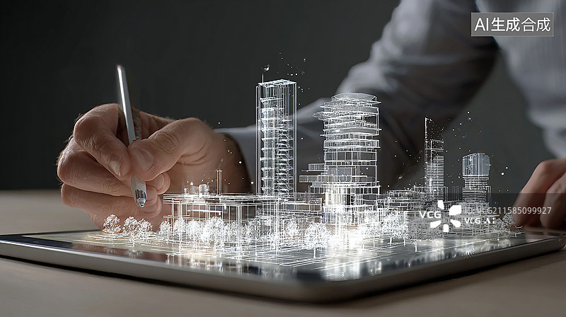 【AI数字艺术】建筑设计蓝图的未来构想图片素材