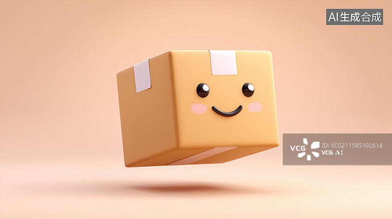 【AI数字艺术】3D卡通表情纸箱物流插画图片素材