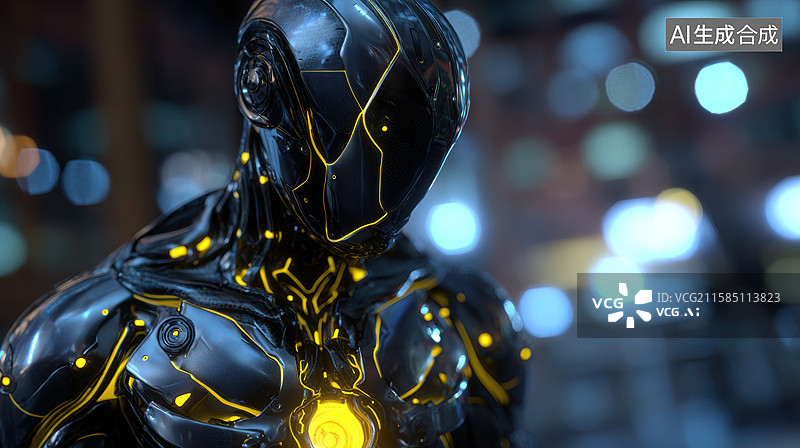 【AI数字艺术】未来科技感机器人特写图片素材