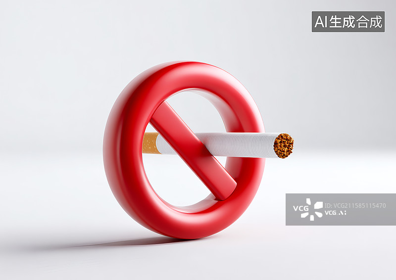 【AI数字艺术】禁止吸烟3D卡通标识图片素材