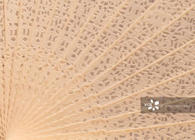 清代外销象牙扇局部图片素材