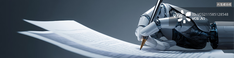 【AI数字艺术】机器人手使用数字触控笔书写图片素材