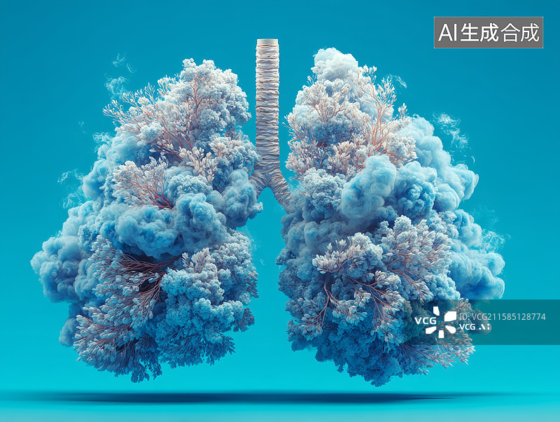 【AI数字艺术】肺部的云状结构3D渲染图图片素材