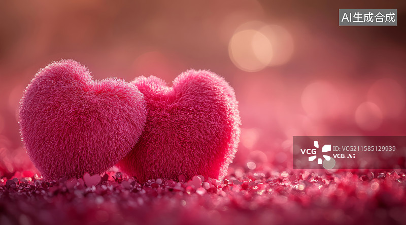 【AI数字艺术】粉色情人节浪漫氛围爱心背景图片素材