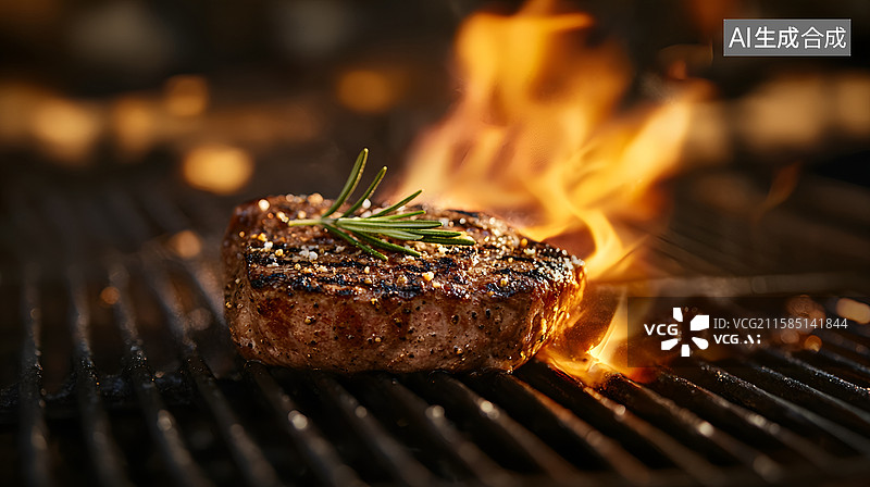 【AI数字艺术】烤牛排特写图片素材