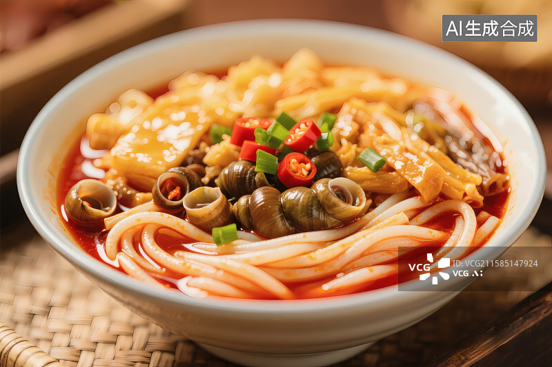 【AI数字艺术】一碗美味的广西特色美食，柳州螺蛳粉图片素材