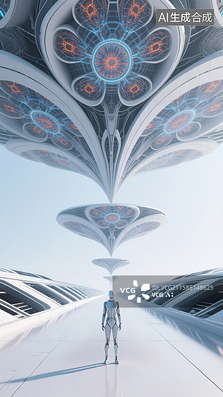 【AI数字艺术】机器人的未来科技空间图片素材