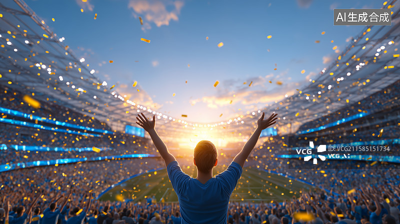 【AI数字艺术】体育场内欢呼的观众图片素材