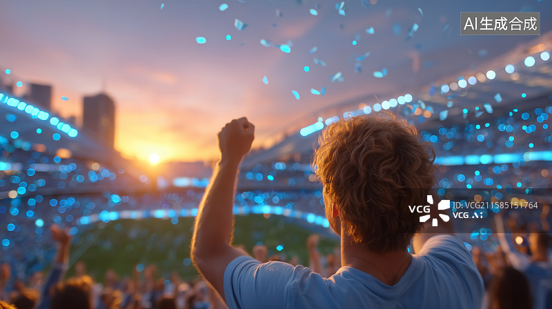【AI数字艺术】体育场内欢呼的观众图片素材