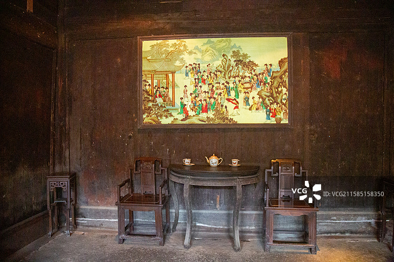 浙江皤滩古镇典雅古建筑室内设计图片素材