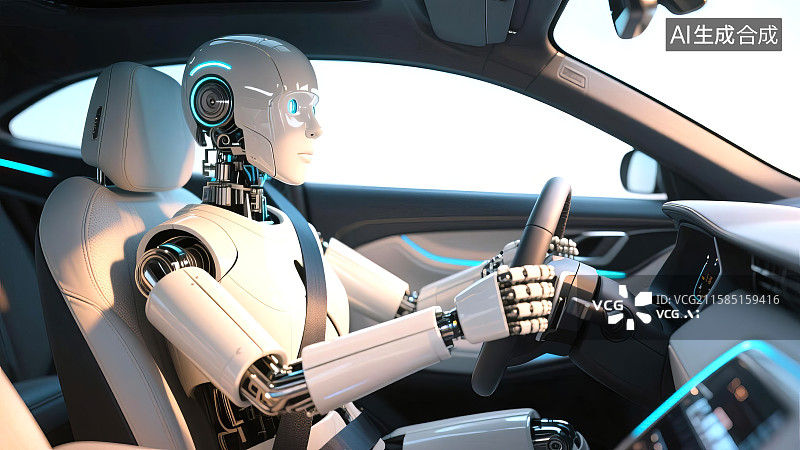 【AI数字艺术】AI人工智能驾驶员——人形机器人驾驶图片素材