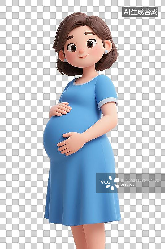 【AI数字艺术】3D渲染卡通人物，一个孕妇，怀孕，孕育，女性，母婴，妇科，产科，免抠元素图片素材
