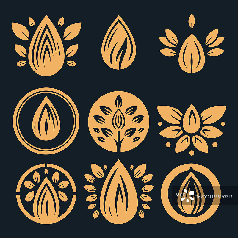 有机杏仁标志轮廓图片素材