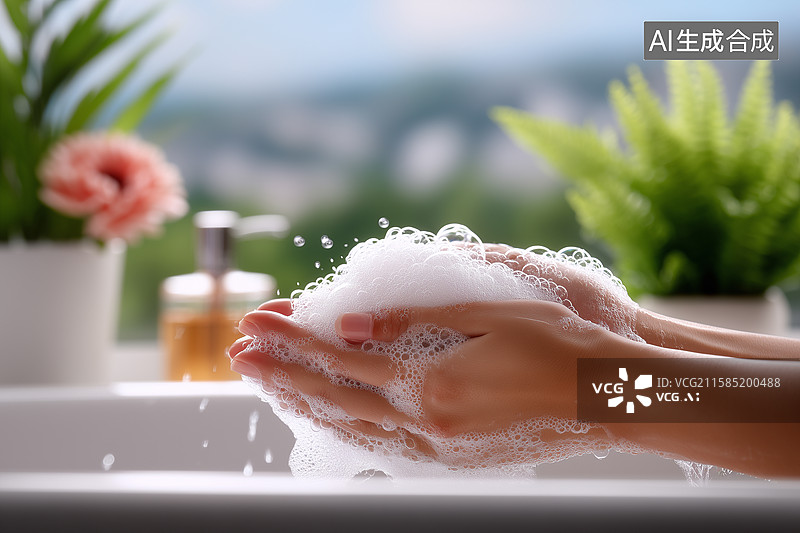 【AI数字艺术】双手捧着泡泡图片素材