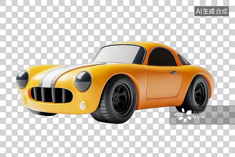 【AI数字艺术】橙色复古跑车侧面展示图片素材