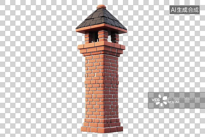 【AI数字艺术】砖砌烟囱，带瓦顶设计图片素材