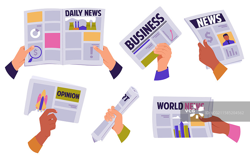 卡通人手拿着报纸图片素材