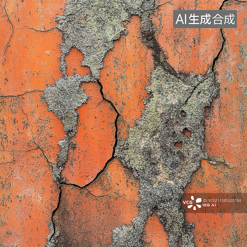 【AI数字艺术】古老斑驳的橙红色砖墙质感纹理背景图片素材