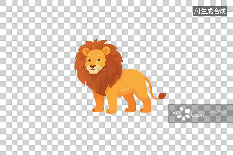 【AI数字艺术】一只鬃毛浓密的成年雄狮站立图片素材