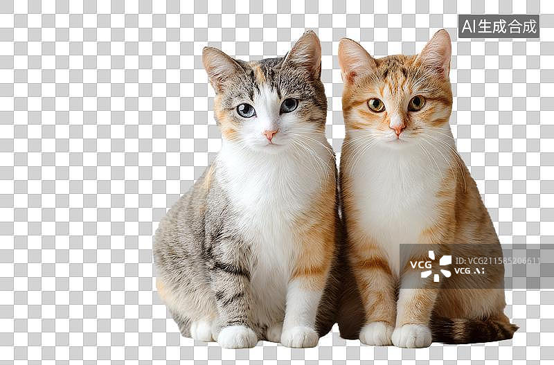 【AI数字艺术】两只家猫依偎在一起图片素材