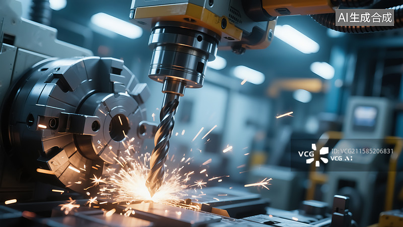 【AI数字艺术】数控加工生产特写图片素材