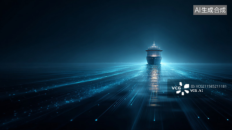 【AI数字艺术】数字化航行中的未来巨轮图片素材