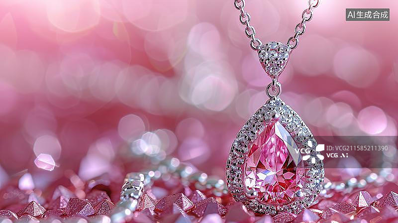 【AI数字艺术】粉色宝石的璀璨光芒 珠光宝气的浪漫邂逅图片素材