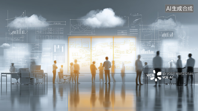 【AI数字艺术】团队协作与数据分析图片素材