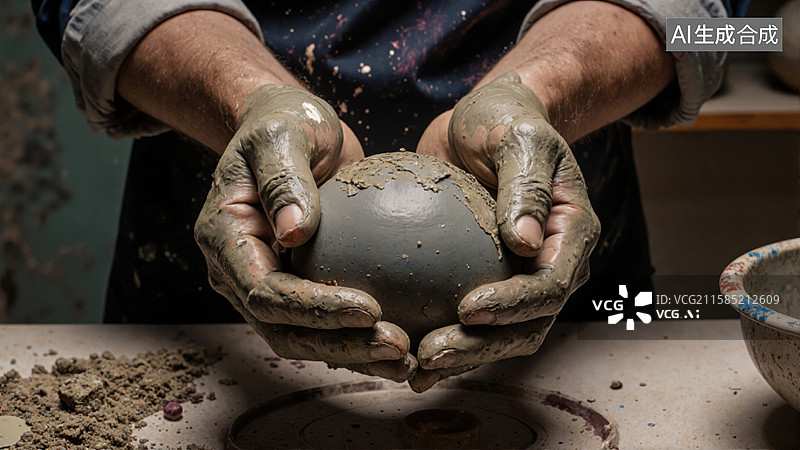 【AI数字艺术】陶艺制作过程图片素材