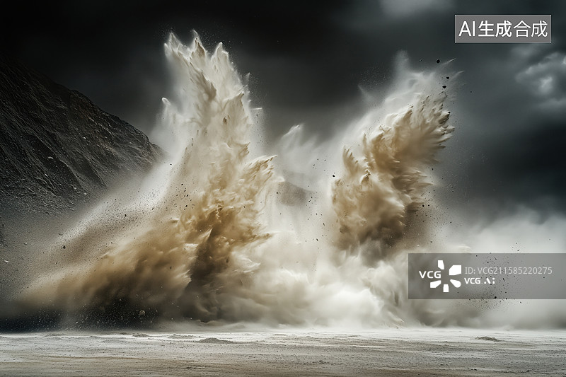 【AI数字艺术】爆炸沙尘暴风景图图片素材