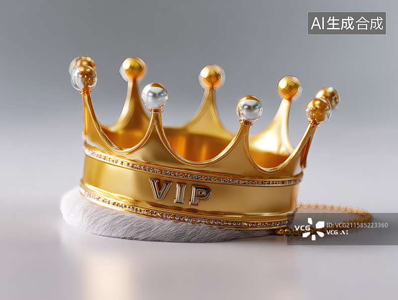 【AI数字艺术】一只金色的皇冠上写着VIP图片素材