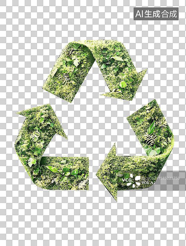 【AI数字艺术】绿色回收标志 循环符号 环境保护概念背景图片素材