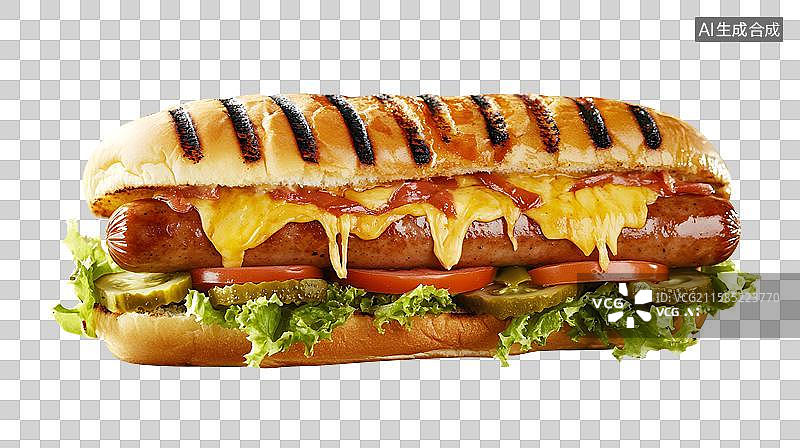 【AI数字艺术】热狗香肠汉堡薯条套餐图片素材