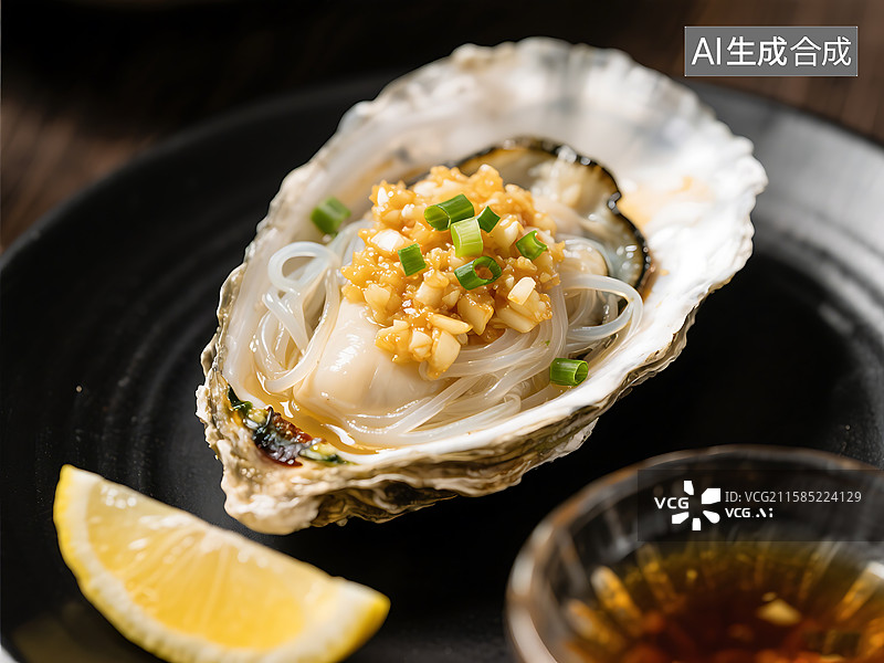 【AI数字艺术】蒜蓉粉丝炭烤生蚝 新鲜 乳山生蚝图片素材