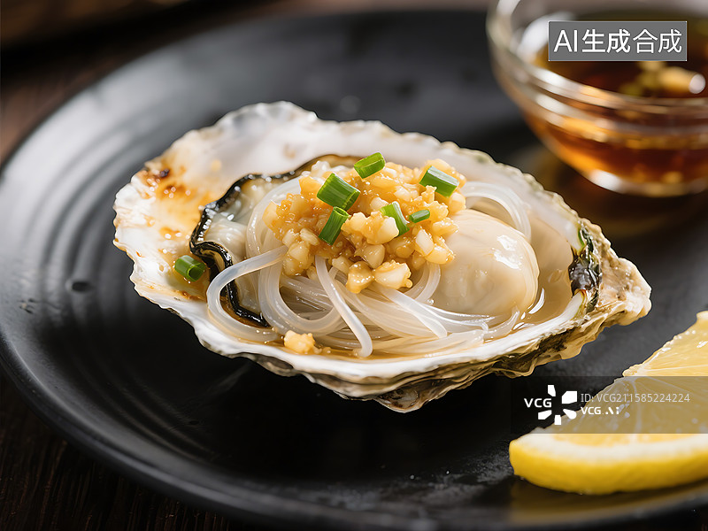 【AI数字艺术】蒜蓉粉丝炭烤生蚝 新鲜 乳山生蚝图片素材