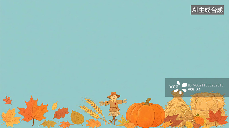 【AI数字艺术】2D卡通秋天插画背景-居下图片素材