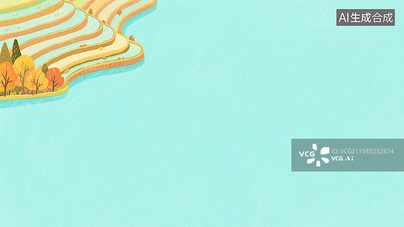 【AI数字艺术】2D卡通秋天插画背景-左上图片素材