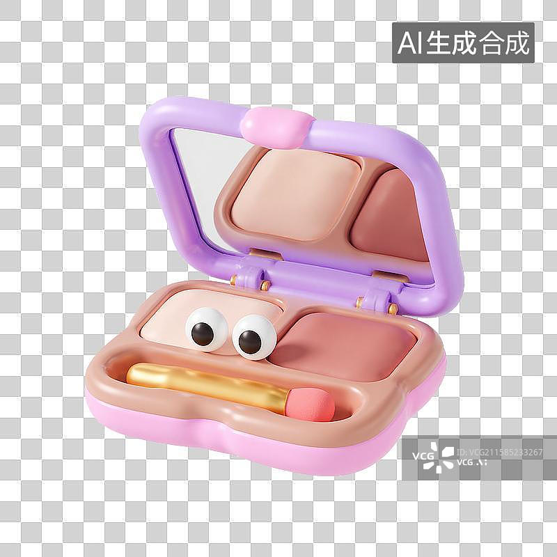 【AI数字艺术】3d膨胀风紫色眼影盆工具图片素材