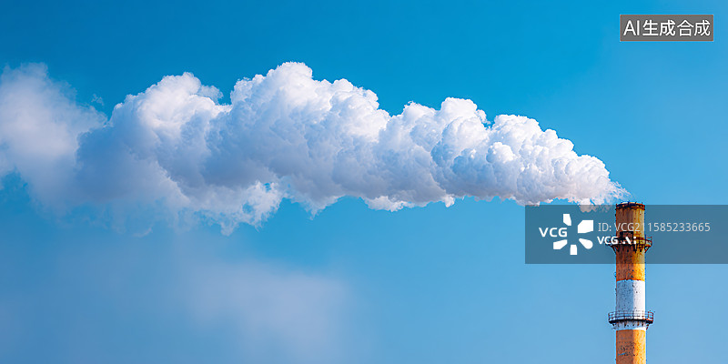 【AI数字艺术】蓝天下的工业烟囱图片素材