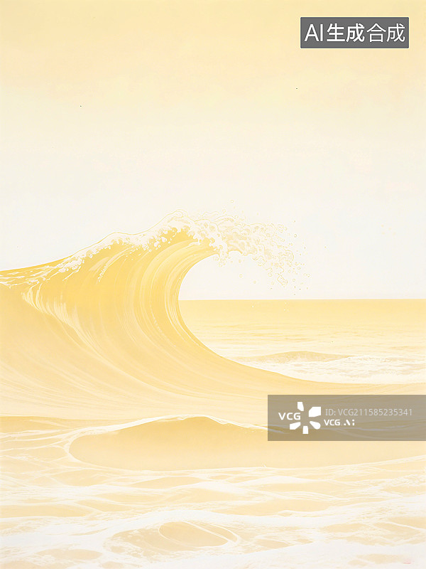 【AI数字艺术】海浪轻轻拍打着海岸，留下细腻的泡沫图片素材