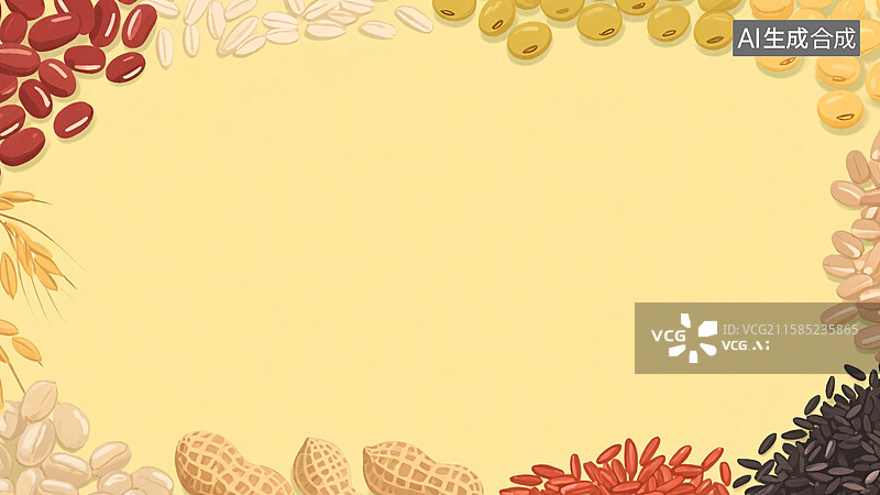 【AI数字艺术】2D卡通谷物杂粮插画背景-常规图片素材