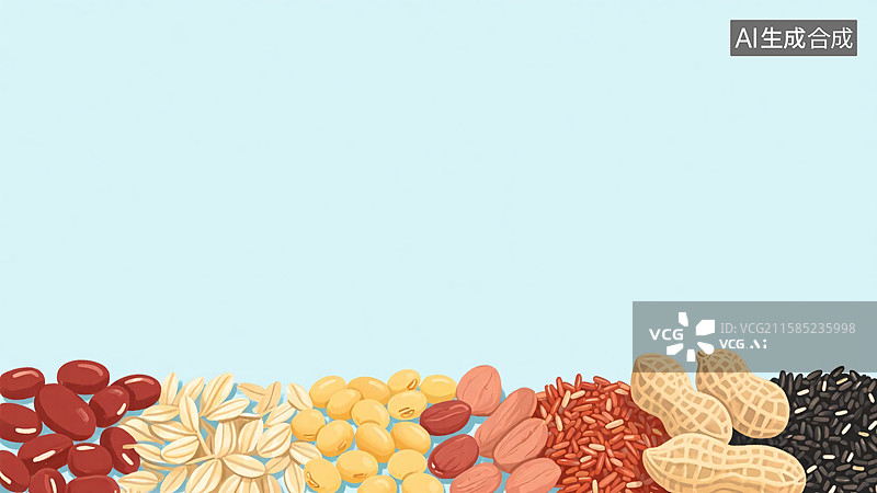 【AI数字艺术】2D卡通谷物杂粮插画背景-居下图片素材