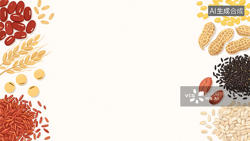 【AI数字艺术】2D卡通谷物杂粮插画背景-两侧图片素材