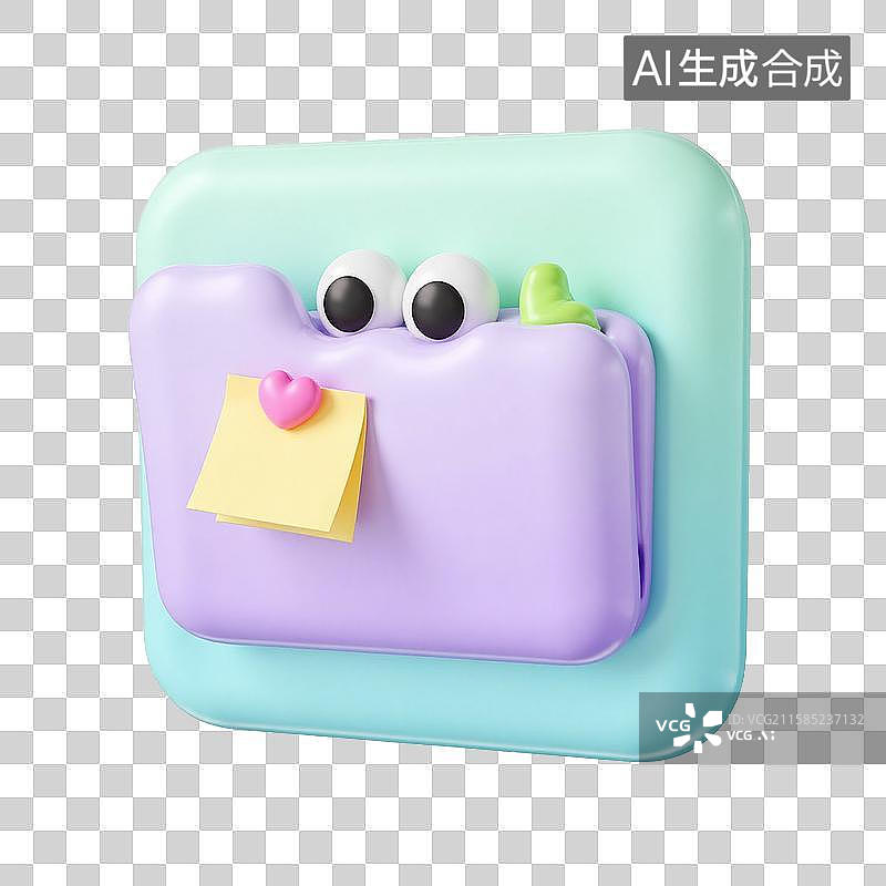 【AI数字艺术】3d膨胀风文件夹和便签图片素材